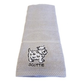 Sue Rossi Ltd Kitchen Tea Towels 100% Turkish Cotton Soft Absorbent Terry Dish Cloth Animal Design Hand Towel Grey Or Silver (Silver Grey Dog)