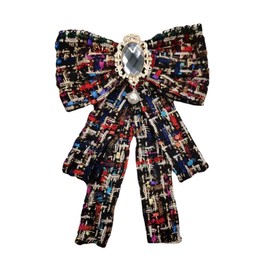 Wasise Bow Brooch - Bow Tie for Women, Fashion Rhinestone Brooch Pins for Girlfriend and Mother Birthday Gifts, Pre-tied Bow Brooch Pearl Glass Collar Flower Vintage Clothing Accessories