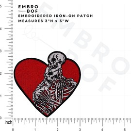 EMBRO BOF Love Beyond Death Skeleton Patch – 3 inches, Cool Colorful Endless Love Patches – Embroidered Iron On/Sew On Patches