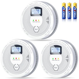 Smoke Detector and Carbon Monoxide Detector Combo with LED Indicators, 2 in 1 CO & Smoke Alarm, Battery Operated Smoke and Carbon Monoxide detectors 3-Pack