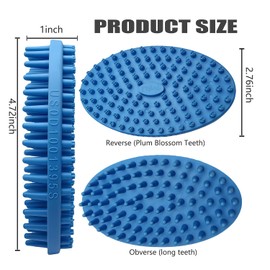 Dog Grooming Brush, Lilpep Pet Shampoo Bath Brush Soothing Massage Rubber Comb with Adjustable Ring Handle for Long Short Haired Dogs and Cats (2 pale blue, 2 sided brush)