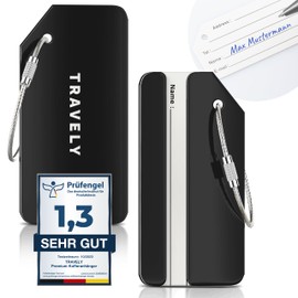 Travely Premium Luggage Tag - Easy to Recognize, Robust & Safe - Includes Name Plate and Privacy Protection I Versatile and Practical Address Tag, Name Tag & Luggage Tag