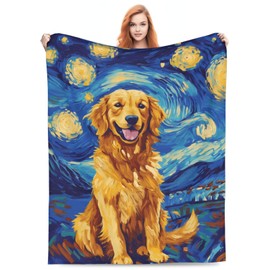 Golden Retriever Blanket for Golden Retriever Lovers, Puppy Gifts for Adults Kids Women Men, Flannel Golden Retriever Throw Blankets for Bed Living Room Couch, Soft Warm Plush Dog Decor 50x60in
