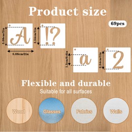 Nogeqi 66 PCS 2inch Letter Stencils for Painting, Reusable Custom Alphabet Number Stencils for Crafts, Fabric Painting, Chalkboard Wood Signs, Door Porch, Wall Art