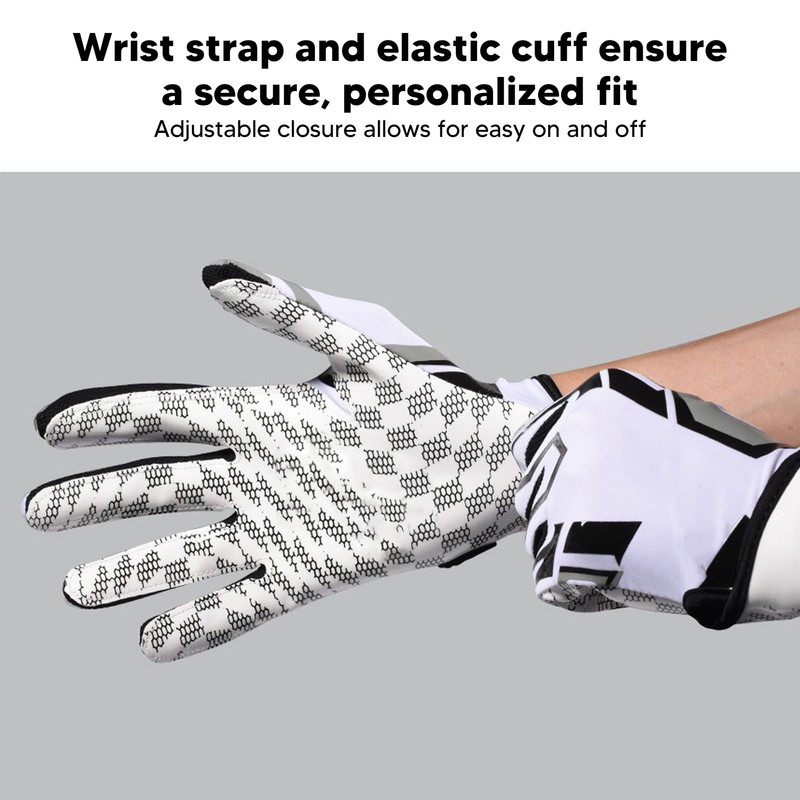 White Football Gloves Anti Slip Silicone Grip Sports Receiver Glove