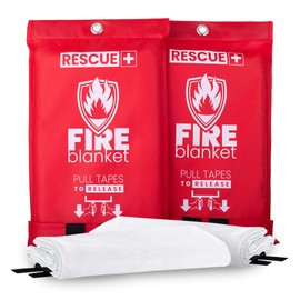Rescue+ Emergency Fire Blankets – 2 Pack, 40” x 40” Fiberglass Flame Retardant Safety Blanket for Home, Kitchen, Workplace, Travel, Camping, and Car Emergencies