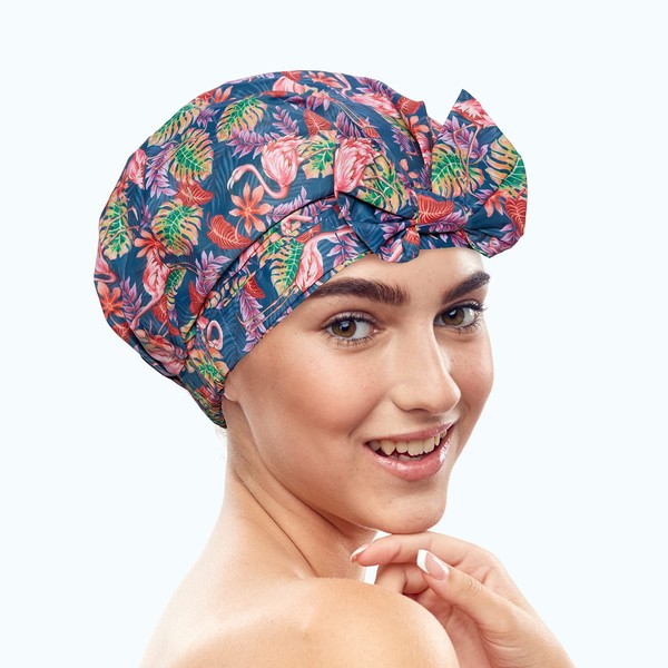 Bodylife Shower Cap Tropicanna Flamingo with Bow Mould Proof