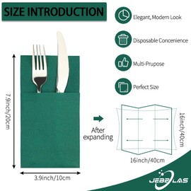 Servilletas de cena azul marino con bolsillo integrado para cubiertos, servilletas similares a tela, servilletas desechables de tacto de lino para cocina, baño, fiestas, bodas, cenas o eventos, 16 x 16 pulgadas, paquete de 50 unidades