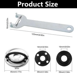 VZU 4PCS Angle Grinder Spanner Angle Grinder Attachments, 125mm Grinder Angle Spanner Wrench Flange Nut M14 Thread Self Locking Plate with Angle Grinder Key and Inner Outer Flange