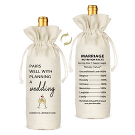 TBITON Wedding Wine Bag Gifts, Wedding Officiant Gift, Officiant Wine Bag Gift, Bridesmaid Gifts for Wedding Day, Funny Wedding Ideas, Pairs Well With Planning a Wedding (Beige-Wedding05)