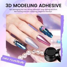 3D Sculpting Nail Gel & Chrome Nail Powder Kit: Unleash Your Creativity with Stunning 3D Designs & Dazzling Chrome Finishes 3D Molding Gel and Chrome Powder for Gel Nails for Nails Art(40ML)