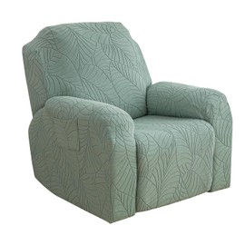KELUINA 2024 New Jacquard Recliner Chair Covers, Stretch Polyester Spandex Recliner Cover, Reclining Sofa Cover with Elastic Side Pocket, Armchair Cover (Matcha Green,1 Seater)