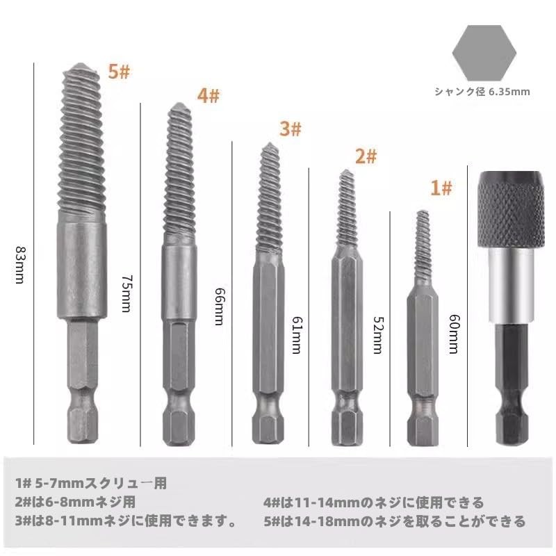 Screw Extractor, Reverse Tap Set, For Broken Bolts, Removes Damaged