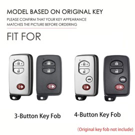 Hontumax Premium Leather 3-Button Key Fob Cover Case for Toyota Highlander RAV4 Prius V C 2008-2015 Key Holder (Black)