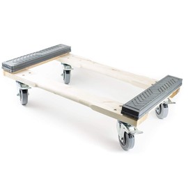 Rk Safety Dolly Cart, 30"X17" Hardwood Rubber End Caps Dolly, 1200lbs Capacity Rubber Dolly with Break 5" inch 4 Wheel