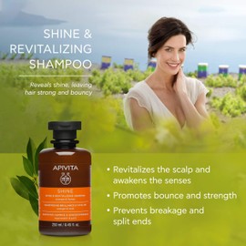 Apivita Shine and Revitalizing Shampoo 250 ml - Natural Shampoo with Orange and Honey - Promotes Shine and Revitalises - For All Hair Types