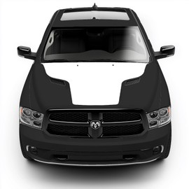 BENINI DESIGN STUDIO - Solid Blackout Hood Racing Stripe Vinyl Graphics for Dodge Ram 1500 Sport 2009-2018 - Hood Wraps for Trucks, Decals for Trucks, Vinyl Hood Wrap - Made in The USA (White)