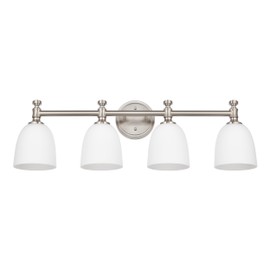 Ntsunxeko Bathroom Vanity Light, 4-Light Bathroom Light Fixtures Over Mirror, Traditional Vanity Lights for Living Room, Milk White Bell Glass Shades, Standard E26 Base, Brushed Nickel