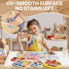 Kids Art Table and Chair Set, Kids Craft Table with Storage, Toddler Activity Play Table with 2 Chairs, Wood Art Craft Play Desk with Paper Roll for Writing, Drawing, Learning and Reading