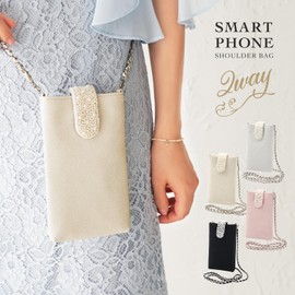 Plex Smartphone Shoulder Smartphone Pouch Smartphone Party Bag Bead Bijou Chain Crossbody, Pink