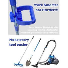 YOHSUGO Garden Shovel Handle Attachment, Labor Saving Tool Handle Grip for Back Saver, Work with Garden Shovels, Snow Shovels, Rakes, D Grip Ergonomic Handle Replacement, Blue