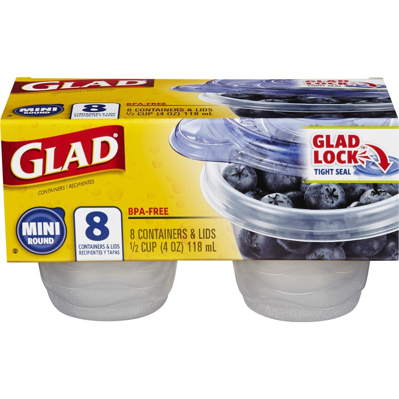 Glad Food Storage Containers, Mini Round (4 Oz) | Small
