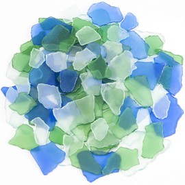 Sukh 15 OZ Frosted Sea Glass - Sea Glass Vase Fillers for Crafts Beach Glass Large Sea Glass Pieces vase fillers for Home Decor Aquarium DIY Crafts Blue & Clear & Green Mix…