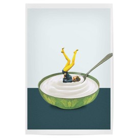 artboxONE Poster 30 x 20 cm Sport/Motivation Yoga in My Yogurt - Picture Vintage Collage Digital