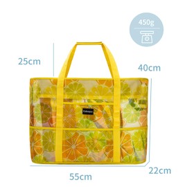 Yukiyumi Beach Bag, Pool Bag, Lightweight, 11.6 gal (55 L), Large Capacity, Waterproof, Sandproof, Foldable, Storage Capacity, Tote Bag, Mesh Bag, For Beach, Hot Spa, Sauna, Shopping, Swimming, Gym