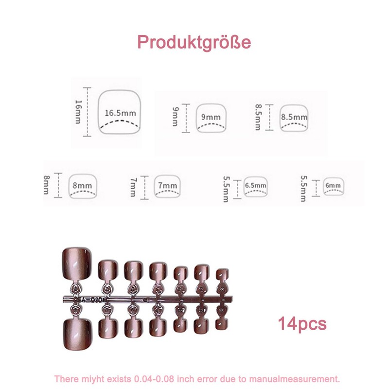 Auriselle Pack of 14 Crystal Cat Eye Press On Toenails,