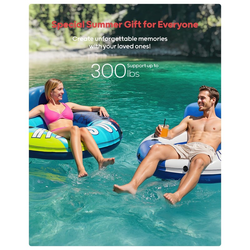 QPAU Inflatable River Tube, 0.4 mm Thickened Puncture-Resistant Heavy Duty