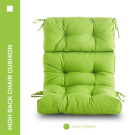 YOOZEKU Outdoor Indoor High Back Chair Cushions Set of 4,Waterproof All-Weather Patio Adirondack Rocking Chair Cushions,Seat Back Chair Cushion for Outdoor Furniture with Ties,45x22 Inch, Lime Green