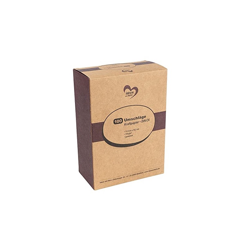 Kraft Paper Envelopes, pack of 100, high quality: 110 g/m²,