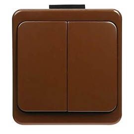 Naka24 IP44 Surface-Mounted Switch Socket Range Wet Room Schuko Smart (Double Switch Brown WNT-2S)