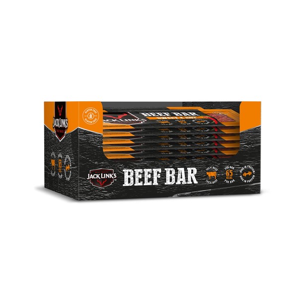 Jack Link's Beef Bar Sweet & Hot - Pack of 14 (14 x 22.5g) - Protein Rich Beef Bar - Dried High Protein Beef - Gluten Free