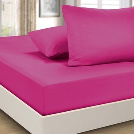 Imperial Rooms Super King Fitted Sheet 16"/40CM - Extra Deep Brushed Microfiber Bed Sheets Easy Care Soft Fitted Bed Sheet - Shrinkage and Fade Resistant (Hot Pink)