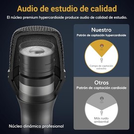 TONOR Micrófono dinámico para Cantar, Vocal Karaoke con Cable de Mano, micrófono de Estudio cardioide con XLR de 16,4 pies, Adecuado para parlantes, a
