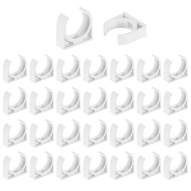 sourcing map 32Pcs PVC Water Pipe Clamps Clips, U-Shaped Tubing Hose Buckles, Irrigation Tube Holder for 32mm OD for TV Trays Tubing Hose Hanger Support Tubing, White