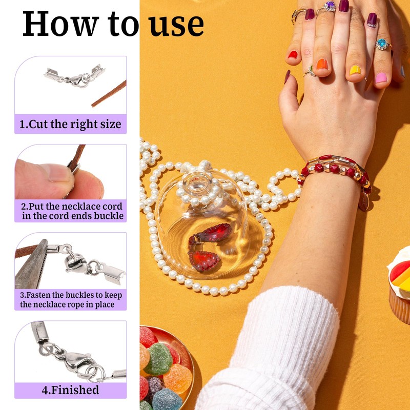 Molain 20pcs Lobster Claw Clasps with Fold Over Cord Ends,