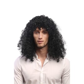 WIG ME UP Unisex Fancy Dress Wig, 70474-P103, Long Curls, Mane, Rocker, Metal Singer, Chav, Football Player, 80s, in Black