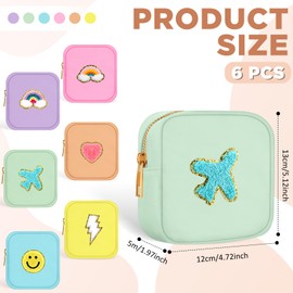 6 bolsas de maquillaje con parche preparado, bonitas bolsas de maquillaje, bolsas de aseo para el cuidado de la piel, bolsa de chenilla, carta, bolsa de nailon para cartera, bolsa de maquillaje cosmético, cosas preparadas para viajes, Fresh