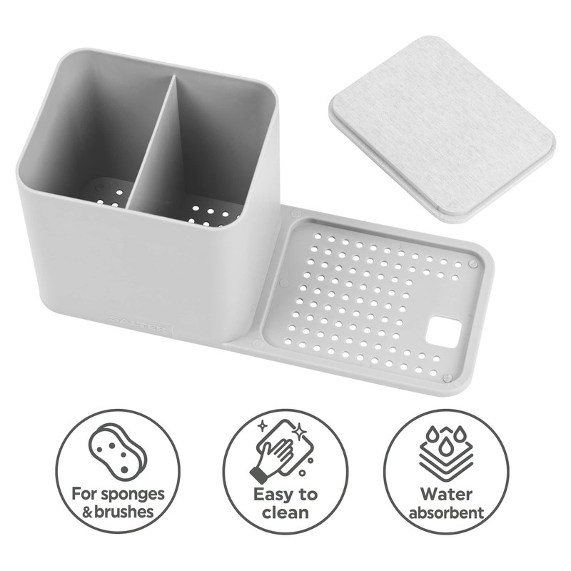 Salter LASAL71595CEU7 Kitchen Sink Caddy, Dual Compartment Organiser Tray for