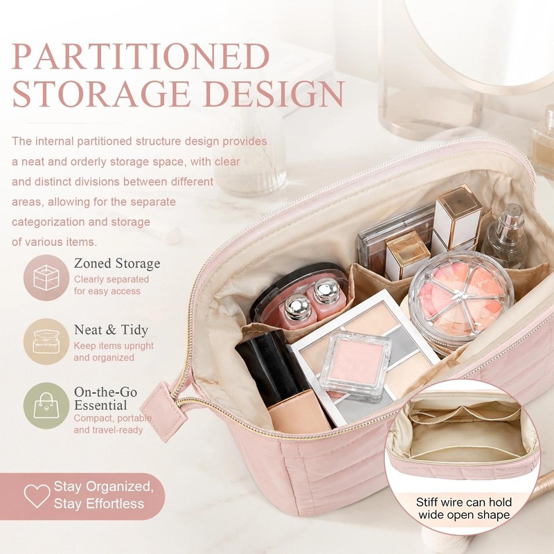 LWLWA Porta Trucchi, Makeup Bag Organizzatore Scompartimenti, Rosa
