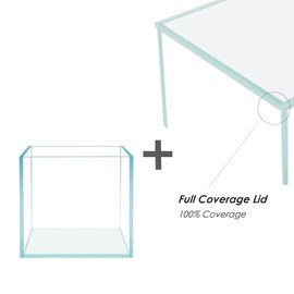 HIRO Aquatics Cube Rimless Frameless Extra Clear All Glass Aquarium, Low Iron Glass Tank, 5mm Glass, White Leveling Mat Included, w/Lids Options