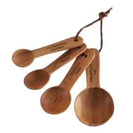 Santa Barbara Design Studio Wooden Measuring Spoons for Baking Acacia Wood Measure Spoon Gift Set in Drawstring Bag, 4-Piece, Just A Spoonful