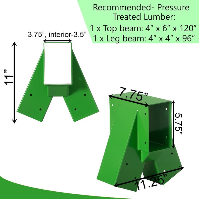 PLAYBERG Easy Installation A-Frame Middle Swing Set Brackets for Outdoor