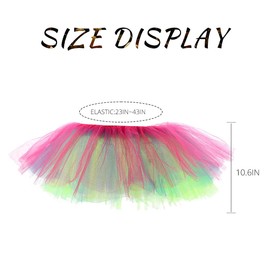Nicute Ballet Tutu Skirt Tulle Elastic Dance Skirts 6-Layered Tutu Skirt Festival Performance Costume for Women and Girls(Rainbow)