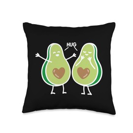 Hadley Designs Hug Avocado, Avocuddle, Funny Guacamole, Aguacate Throw Pillow, 16x16, Multicolor