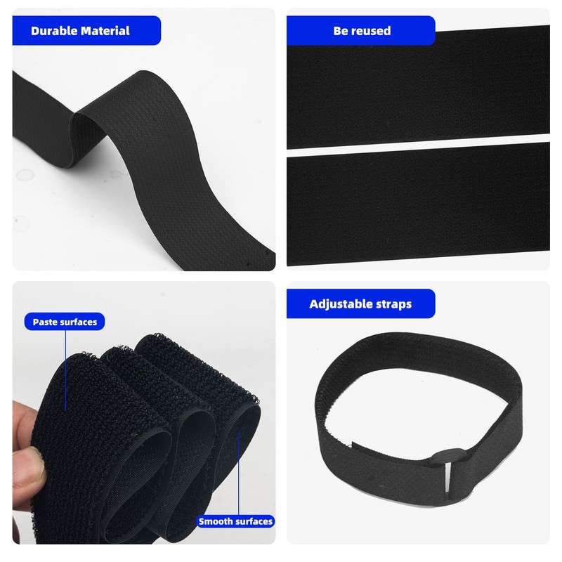 adjustable cable straps,with buckles,reusable cable ties,free cut length,hook and loop