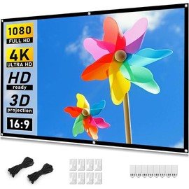 Projector Screen 72 inch, Movie Projector Screen 16:9 HD Foldable and Portable Anti-Crease Indoor Outdoor Projection Double Sided Video Projector Screen for Home, Party, Office, Classroom springtok springtok - Size: 120 inch-Upgraded